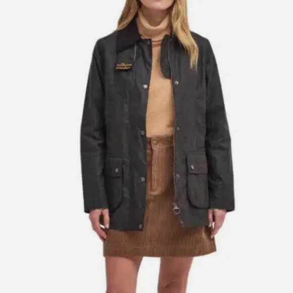 Barbour Fiddich Waxed Cotton Coat in Olive MSRP$495 English Chic - Picture 4 of 11